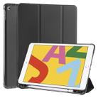 For iPad 10.2 2021 / 2020 / 2019 3-folding Horizontal Flip PU Leather + Shockproof TPU Case with Holder & Pen Slot(Black) - 1