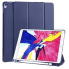 For iPad Pro 10.5 inch / Air 3 10.5 inch 3-folding Horizontal Flip PU Leather + Shockproof TPU Case with Holder & Pen Slot(Dark Blue) - 1