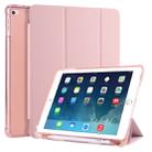 For iPad Air / Air 2 / 9.7 (2017) & (2018) 3-folding Horizontal Flip PU Leather + Shockproof TPU Case with Holder & Pen Slot(Pink) - 1