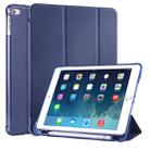 For iPad Air / Air 2 / 9.7 (2017) & (2018) 3-folding Horizontal Flip PU Leather + Shockproof TPU Case with Holder & Pen Slot(Dark Blue) - 1