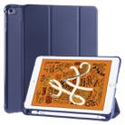 For iPad Mini 5 / Mini 4 3-folding Horizontal Flip PU Leather + Shockproof TPU Case with Holder & Pen Slot(Dark Blue) - 1