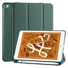 For iPad Mini 5 / Mini 4 3-folding Horizontal Flip PU Leather + Shockproof TPU Case with Holder & Pen Slot(Pine Green) - 1