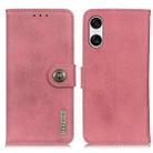 For Sony Xperia 10 VI KHAZNEH Cowhide Texture Horizontal Flip Leather Phone Case(Pink) - 1