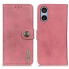 For Sony Xperia 5 VI KHAZNEH Cowhide Texture Horizontal Flip Leather Phone Case(Pink) - 1