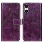 For Sony Xperia 10 VI Retro Crazy Horse Texture Horizontal Flip Leather Phone Case(Purple) - 1