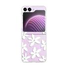 For Samsung Galaxy Z Flip5 Painted Pattern PC Transparent Folding Phone Case(Z58 White Flower) - 1