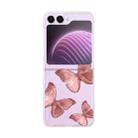 For Samsung Galaxy Z Flip5 Painted Pattern PC Transparent Folding Phone Case(Z57 Pink Butterfly) - 1