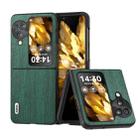 For OPPO Find N3 Flip ABEEL Wood Texture PU Phone Case(Green) - 1