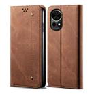 For Huawei nova 12 Denim Texture Leather Phone Case(Brown) - 1