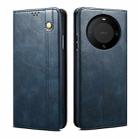 For Huawei Mate 60 Pro Oil Wax Crazy Horse Texture Leather Phone Case(Blue) - 1