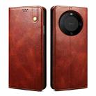 For Huawei Mate 60 Pro Oil Wax Crazy Horse Texture Leather Phone Case(Brown) - 1