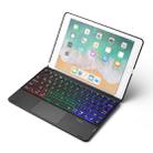 F8TS For iPad Air 2 & Air 1 / Pro 9.7 inch & 2017 iPad & 2018 iPad Colorful Backlit Bluetooth Keyboard Tablet Case with Touchpad(Black) - 1