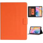 For Samsung Galaxy Tab S6 Lite (P610/615) Solid Color Horizontal Flip Leather Case with Card Slots & Holder & Sleep / Wake-up Function(Orange) - 1