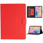 For Samsung Galaxy Tab S6 Lite (P610/615) Solid Color Horizontal Flip Leather Case with Card Slots & Holder & Sleep / Wake-up Function(Red) - 1