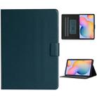 For Samsung Galaxy Tab S6 Lite (P610/615) Solid Color Horizontal Flip Leather Case with Card Slots & Holder & Sleep / Wake-up Function(Dark Green) - 1