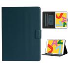 For iPad 10.2 Solid Color Horizontal Flip Leather Case with Card Slots & Holder & Sleep / Wake-up Function(Dark Green) - 1