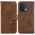 For OnePlus 10 Pro 5G Little Tiger Embossed Leather Phone Case(Brown) - 1