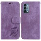 For OnePlus Nord N200 5G Little Tiger Embossed Leather Phone Case(Purple) - 1