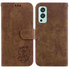 For OnePlus Nord 2 5G Little Tiger Embossed Leather Phone Case(Brown) - 1