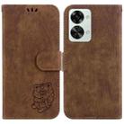 For OnePlus Nord 2T Little Tiger Embossed Leather Phone Case(Brown) - 1