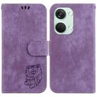 For OnePlus Nord 3 Little Tiger Embossed Leather Phone Case(Purple) - 1