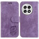 For OnePlus 13 Little Tiger Embossed Leather Phone Case(Purple) - 1