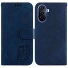 For Huawei nova Y61 / Enjoy 50z Little Tiger Embossed Leather Phone Case(Dark Blue) - 1