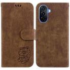 For Huawei nova Y70 Plus Little Tiger Embossed Leather Phone Case(Brown) - 1