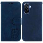 For Huawei nova Y70 Plus Little Tiger Embossed Leather Phone Case(Dark Blue) - 1