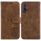 For Huawei nova 5T / Honor 20 Little Tiger Embossed Leather Phone Case(Brown) - 1