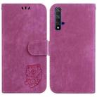 For Huawei nova 5T / Honor 20 Little Tiger Embossed Leather Phone Case(Rose Red) - 1