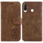 For Huawei P30 Lite / nova 4e Little Tiger Embossed Leather Phone Case(Brown) - 1