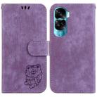 For Honor 90 Lite Little Tiger Embossed Leather Phone Case(Purple) - 1