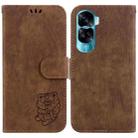 For Honor 90 Lite Little Tiger Embossed Leather Phone Case(Brown) - 1