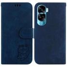 For Honor 90 Lite Little Tiger Embossed Leather Phone Case(Dark Blue) - 1