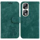 For Honor 90 Pro Little Tiger Embossed Leather Phone Case(Green) - 1