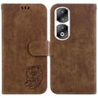 For Honor 90 Pro Little Tiger Embossed Leather Phone Case(Brown) - 1