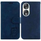 For Honor 90 Little Tiger Embossed Leather Phone Case(Dark Blue) - 1