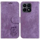 For Honor X8a Little Tiger Embossed Leather Phone Case(Purple) - 1