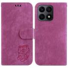 For Honor X8a Little Tiger Embossed Leather Phone Case(Rose Red) - 1