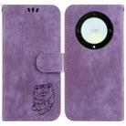 For Honor X9a Little Tiger Embossed Leather Phone Case(Purple) - 1