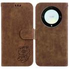For Honor X9a Little Tiger Embossed Leather Phone Case(Brown) - 1