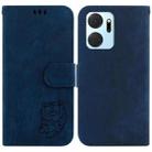 For Honor X7a Little Tiger Embossed Leather Phone Case(Dark Blue) - 1