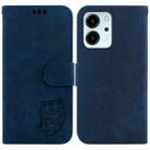 For Honor 80 SE Little Tiger Embossed Leather Phone Case(Dark Blue) - 1