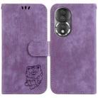 For Honor 80 Little Tiger Embossed Leather Phone Case(Purple) - 1