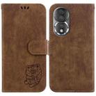 For Honor 80 Little Tiger Embossed Leather Phone Case(Brown) - 1