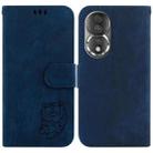 For Honor 80 Little Tiger Embossed Leather Phone Case(Dark Blue) - 1