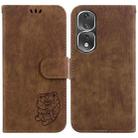 For Honor 80 Pro Little Tiger Embossed Leather Phone Case(Brown) - 1