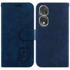 For Honor 80 Pro Little Tiger Embossed Leather Phone Case(Dark Blue) - 1