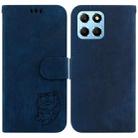 For Honor X8 5G Little Tiger Embossed Leather Phone Case(Dark Blue) - 1